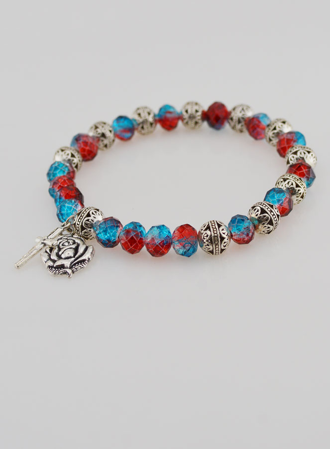 Bracelet Dizainier Perles de Cristal et Perles d'Argent (pic 4)