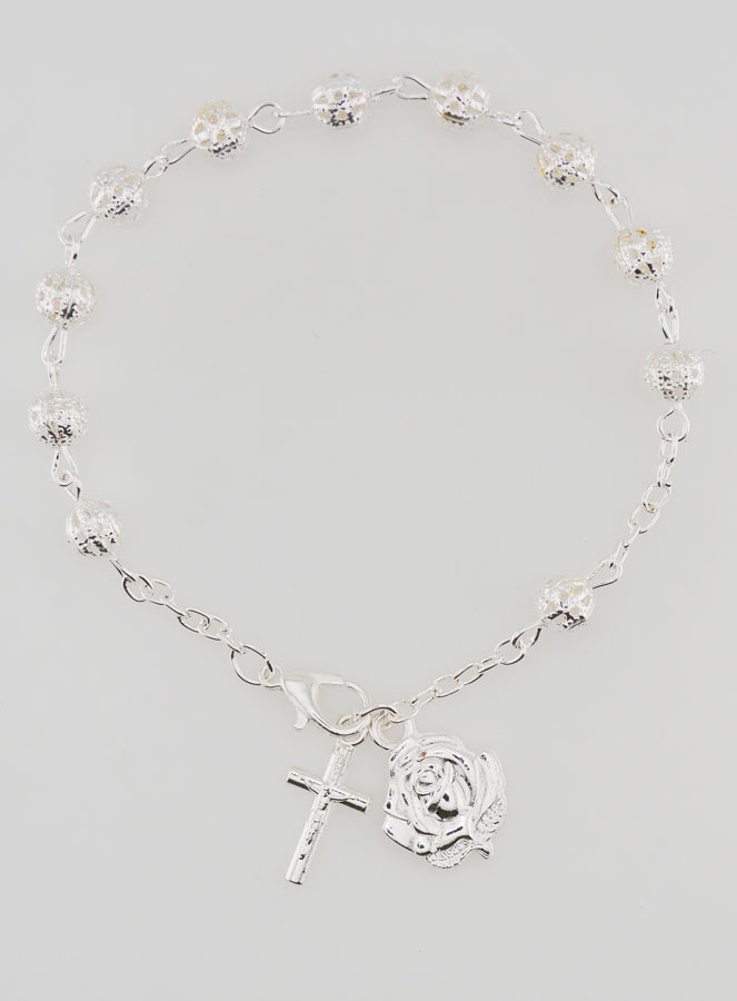 Bracelet Chapelet Dizainier en Perles d'Argent 6 mm (pic 1)