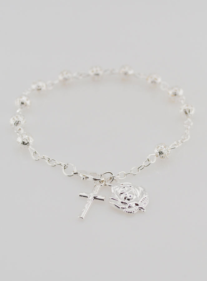 Bracelet Chapelet Dizainier en Perles d'Argent 6 mm (pic 2)