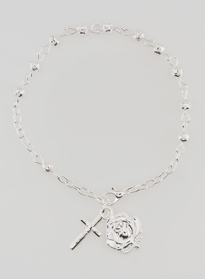 Bracelet Chapelet Dizainier en Perles d'Argent 4 mm (pic 1)