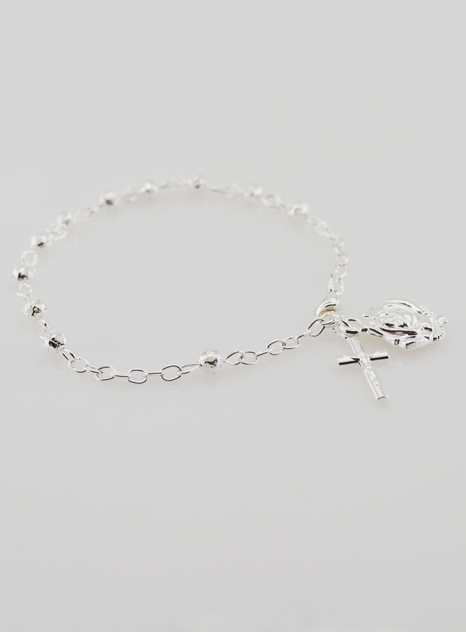 Bracelet Chapelet Dizainier en Perles d'Argent 4 mm (pic 3)