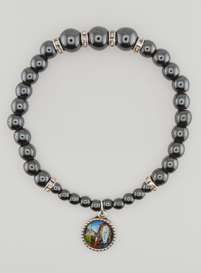 Bracelet Dizainier en Perles d'Hématite et Cristal Noir (pic 1)