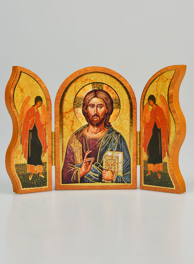 Icône Triptyque du Christ Pantocrator - 12 cm (pic 1)