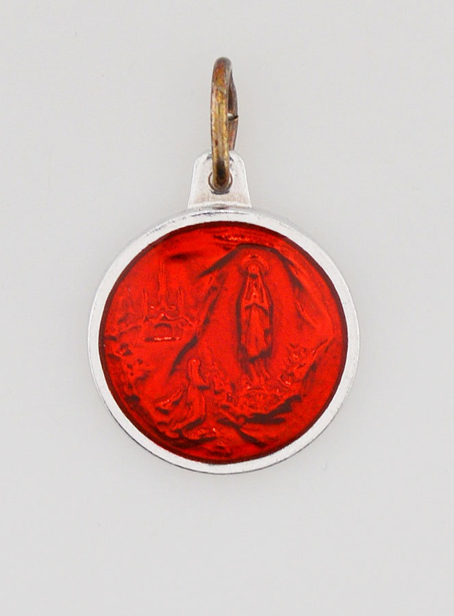 Médaille Notre Dame de Lourdes - Rouge 15 mm (pic 1)