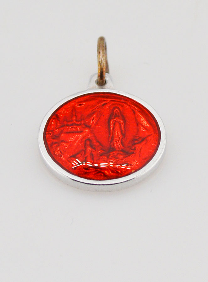 Médaille Notre Dame de Lourdes - Rouge 15 mm (pic 2)