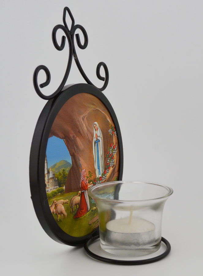 Bougeoir Icône Notre Dame de Lourdes et Basilique - 18 cm (pic 3)