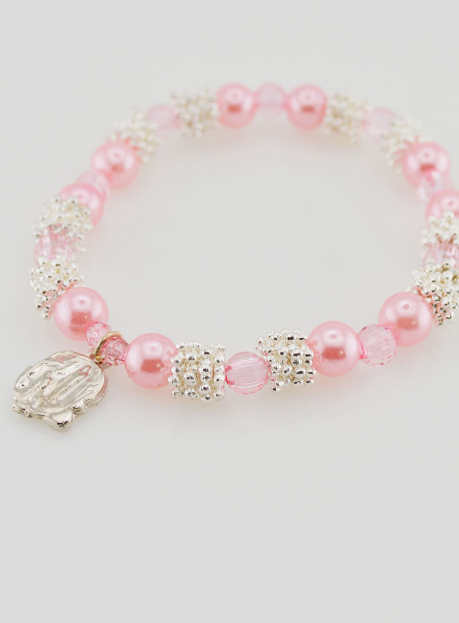 Bracelet Religieux Médailles de Lourdes - Perles Roses (pic 4)