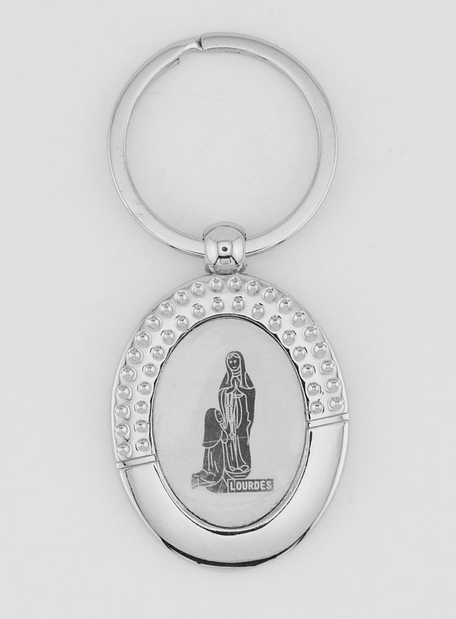 Porte-Clés de Notre Dame de Lourdes en Argent - 4 cm (pic 1)