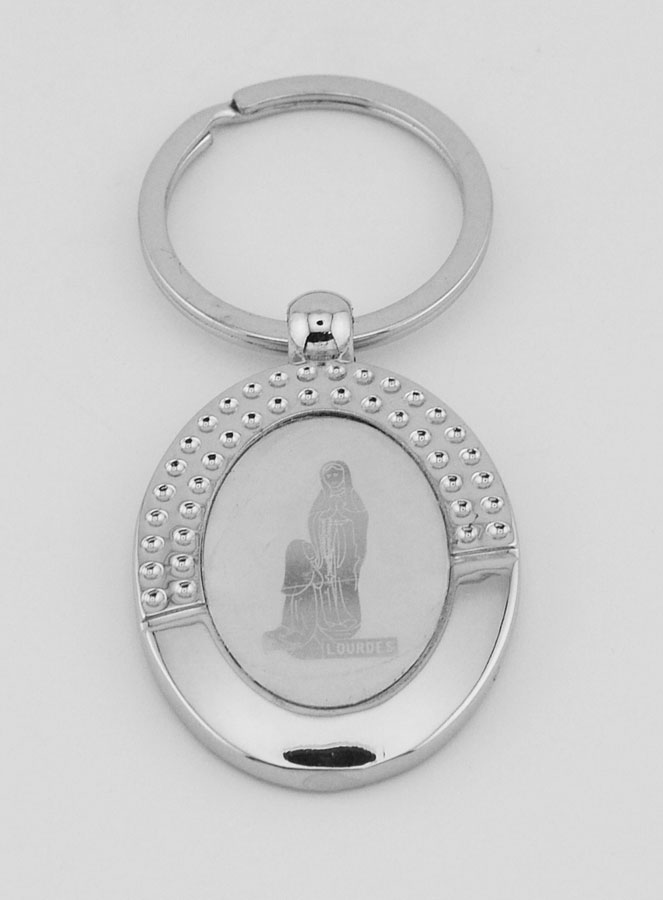 Porte-Clés de Notre Dame de Lourdes en Argent - 4 cm (pic 2)