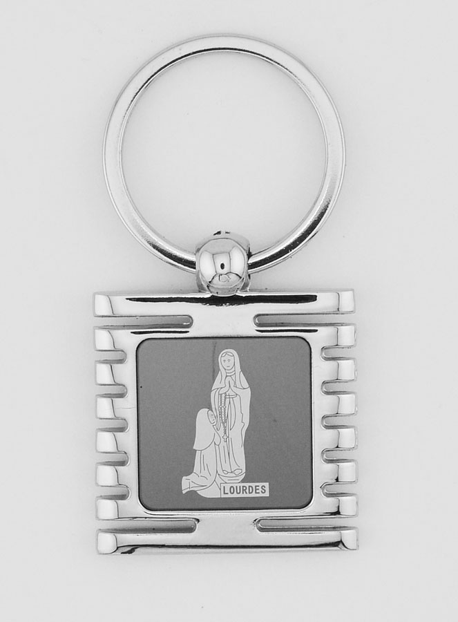 Porte-Clés de Notre Dame de Lourdes Noir et Argent - 3.5 cm (pic 1)