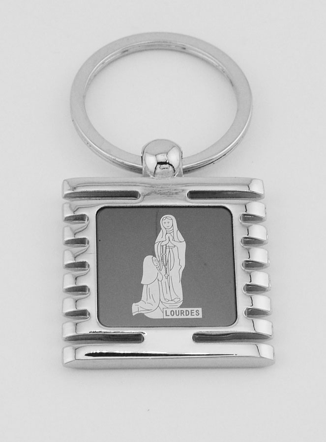 Porte-Clés de Notre Dame de Lourdes Noir et Argent - 3.5 cm (pic 2)