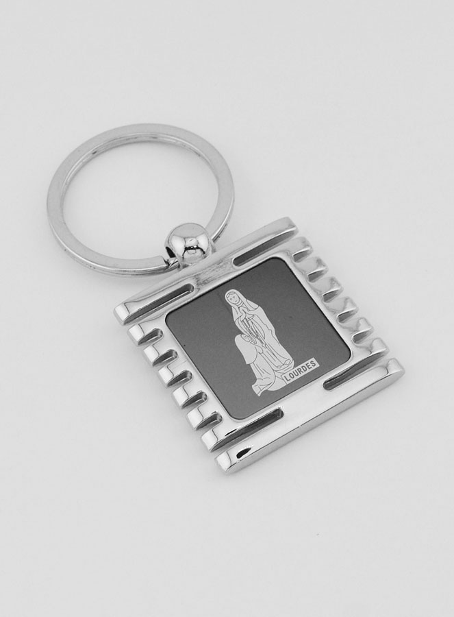 Porte-Clés de Notre Dame de Lourdes Noir et Argent - 3.5 cm (pic 3)