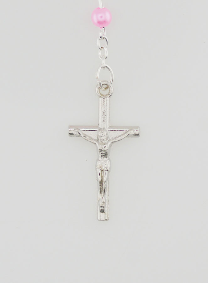 Chapelet de Lourdes en Perles de Nacre Rose avec Fermoir (pic 3)