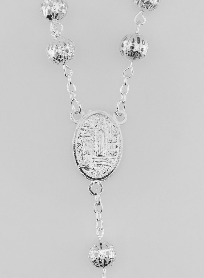 Chapelet en Perles d'Argent Ajouré - 65 cm (pic 4)