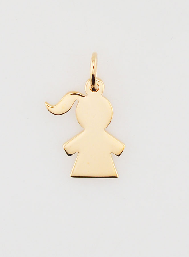Pendentif Enfant Fille Silhouette en Plaqué Or - 13 mm (pic 1)