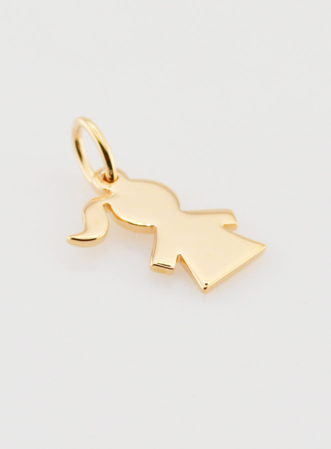 Pendentif Enfant Fille Silhouette en Plaqué Or - 13 mm (pic 3)