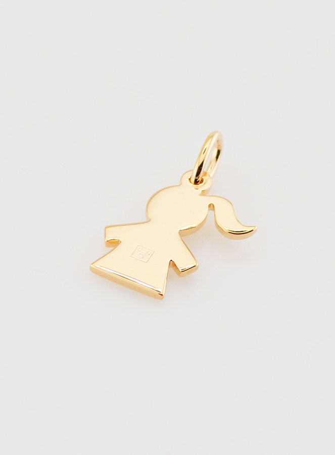 Pendentif Enfant Fille Silhouette en Plaqué Or - 13 mm (pic 4)