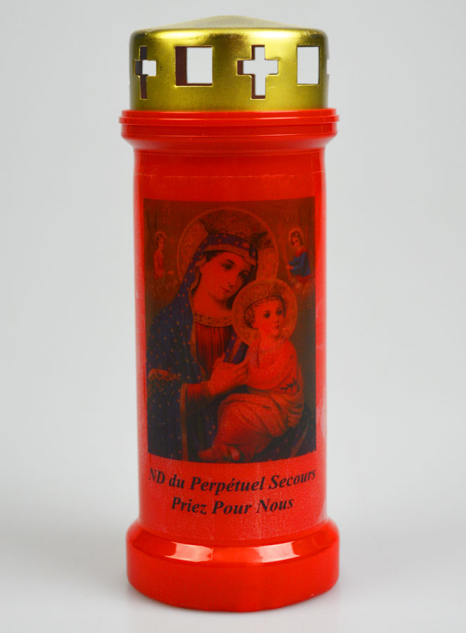 Bougie de Cimetière Rouge - Notre Dame du Perpétuel Secours (pic 1)