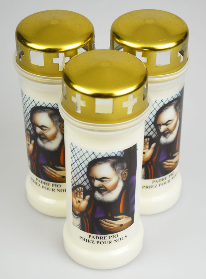 3 Bougies de Cimetière - Saint Padre Pio (pic 2)