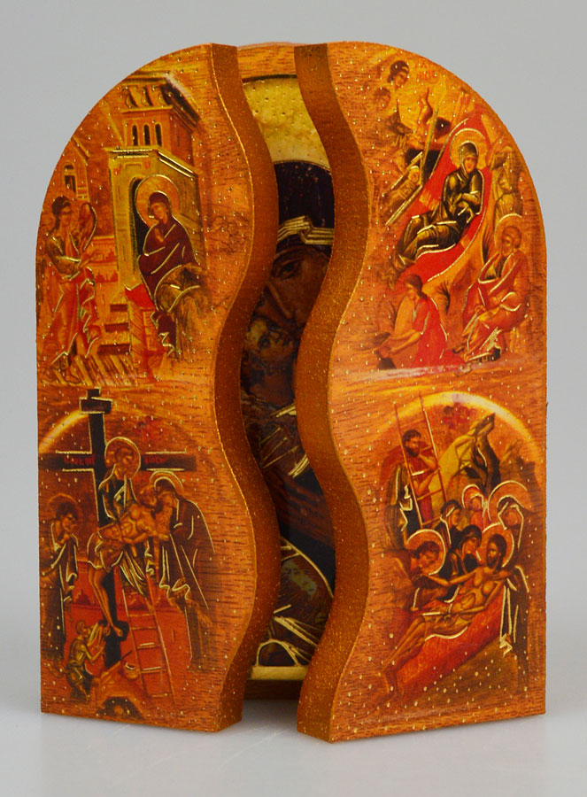 Icône Triptyque Vierge de Vladimir - 12 cm (pic 2)