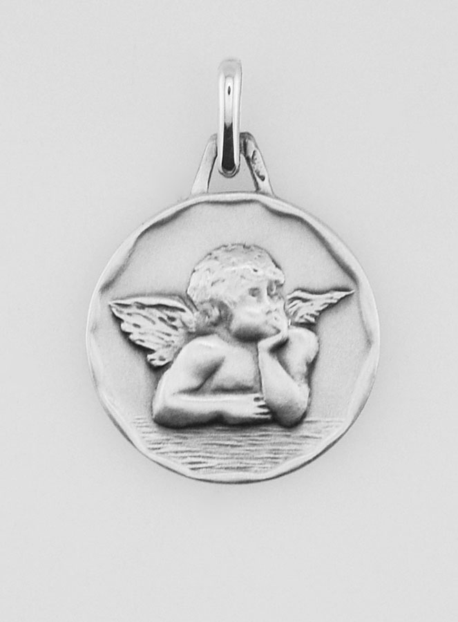 Médaille Ange-Gardien Protecteur en Argent Massif - 16 mm (pic 1)
