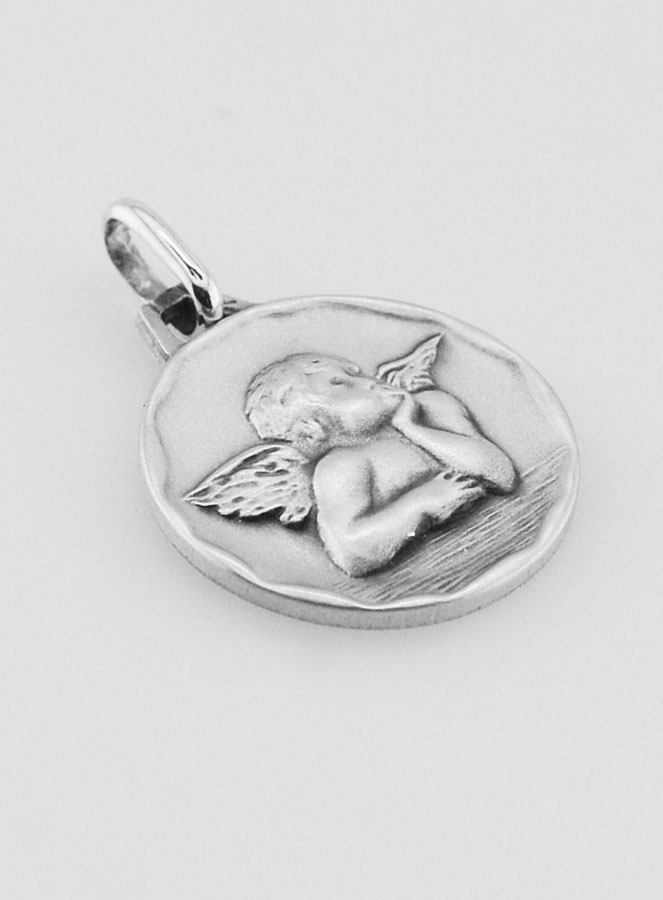 Médaille Ange-Gardien Protecteur en Argent Massif - 16 mm (pic 3)