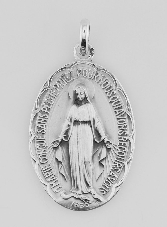 Médaille Miraculeuse Festonnée en Argent Massif - 35 mm (pic 1)