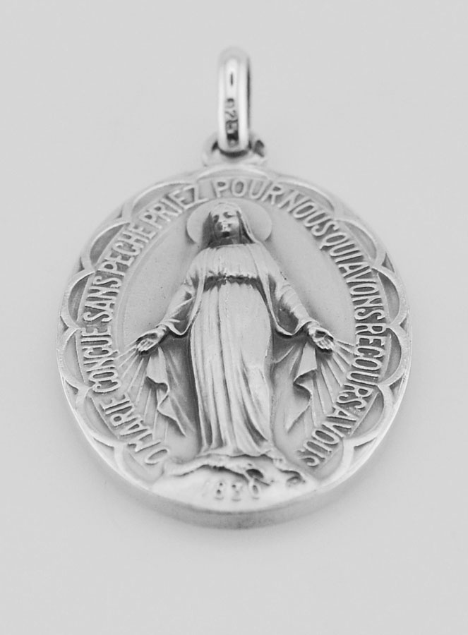 Médaille Miraculeuse Festonnée en Argent Massif - 35 mm (pic 2)