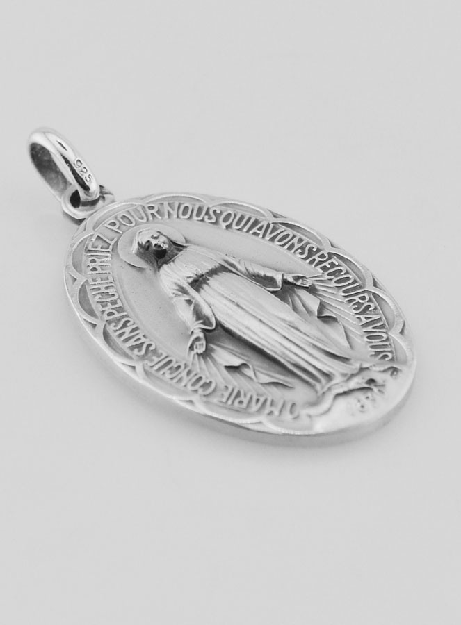 Médaille Miraculeuse Festonnée en Argent Massif - 35 mm (pic 3)