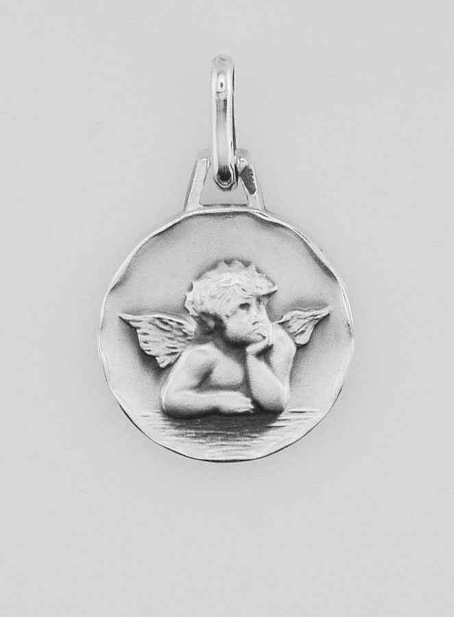 Médaille Ange-Gardien Protecteur en Argent Massif - 14 mm (pic 1)