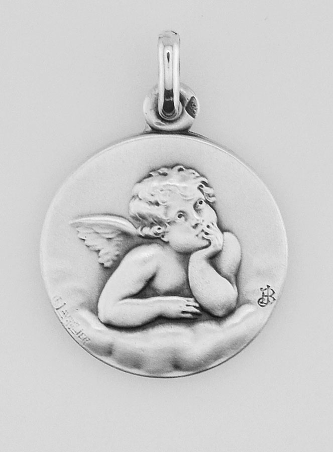 Médaille Ange-Gardien Protecteur en Argent Massif - 18 mm (pic 1)