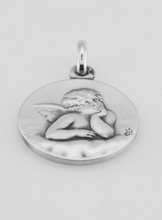 Médaille Ange-Gardien Protecteur en Argent Massif - 18 mm (pic 2)