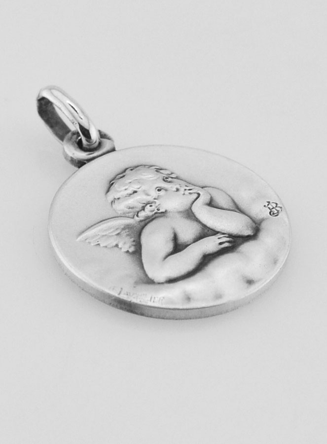 Médaille Ange-Gardien Protecteur en Argent Massif - 18 mm (pic 3)