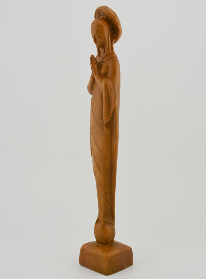 Statue Notre Dame de la Prière - Ton Bois - 24 cm (pic 2)