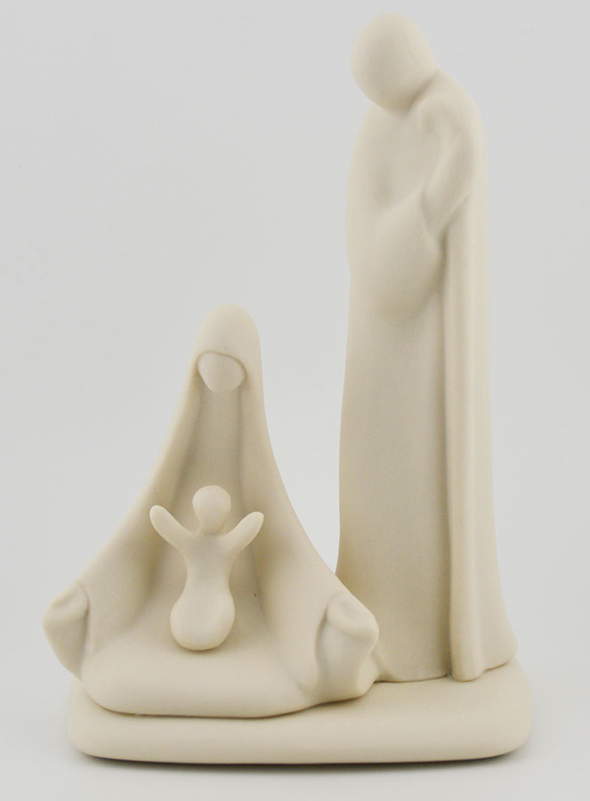 Statue Sainte Famille Moderne Artisanale - Porcelaine - 16 cm (pic 1)
