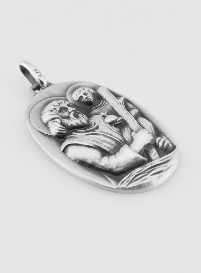 Grande Médaille de Saint Christophe en Argent Massif - 33 mm (pic 3)