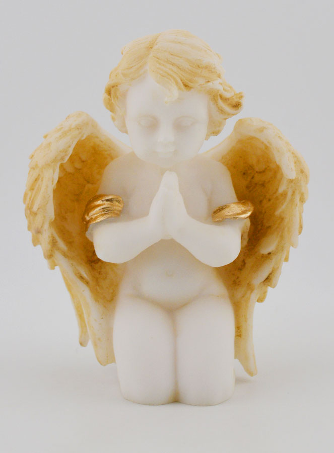 Statue Ange-gardien Protecteur en Prière en Albâtre - 9 cm (pic 1)