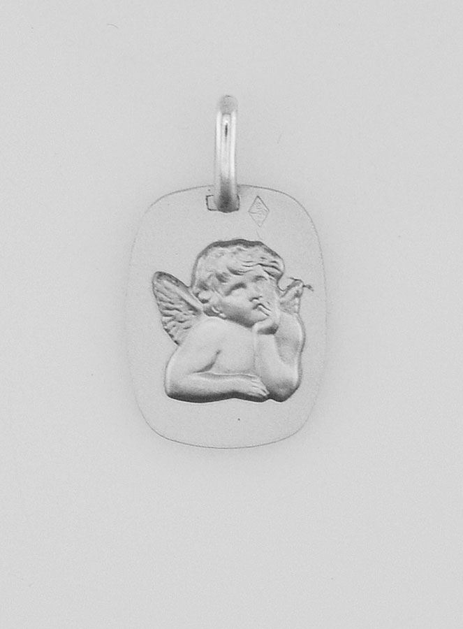 Médaille Ange Gardien Protecteur Argent Massif - 15 mm (pic 1)