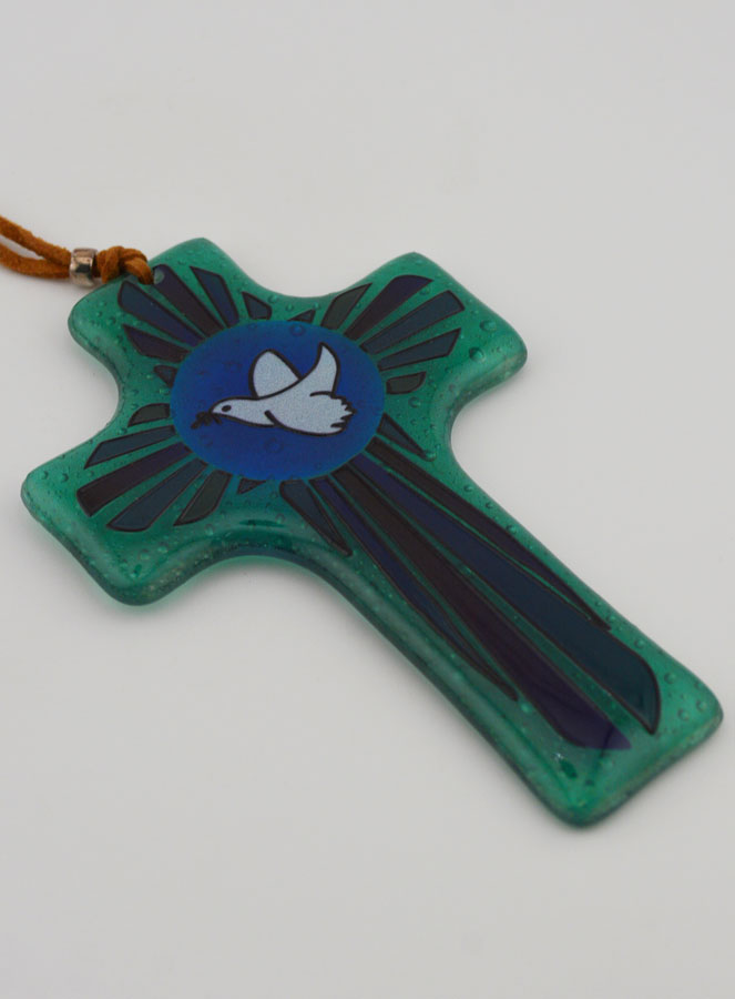Croix en Verre Colombe de la Paix - 12 cm (pic 3)