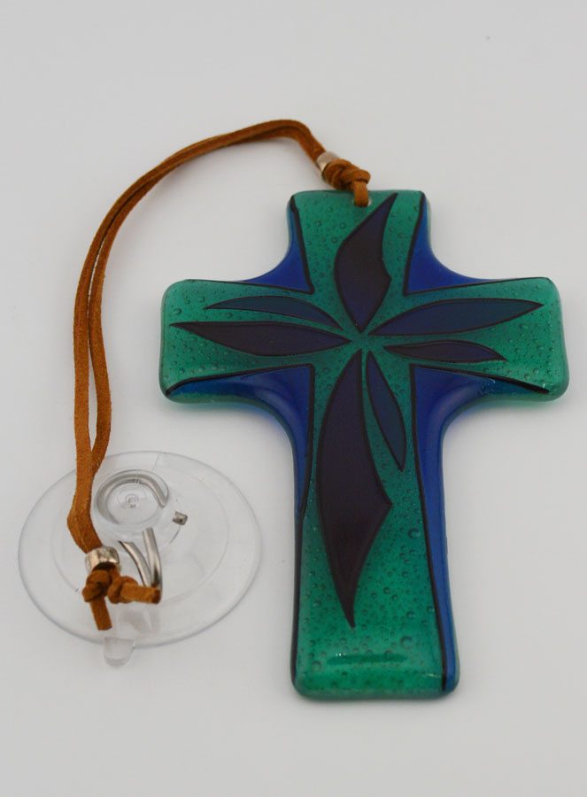 Croix en Verre Artisanale - 12 cm (pic 2)