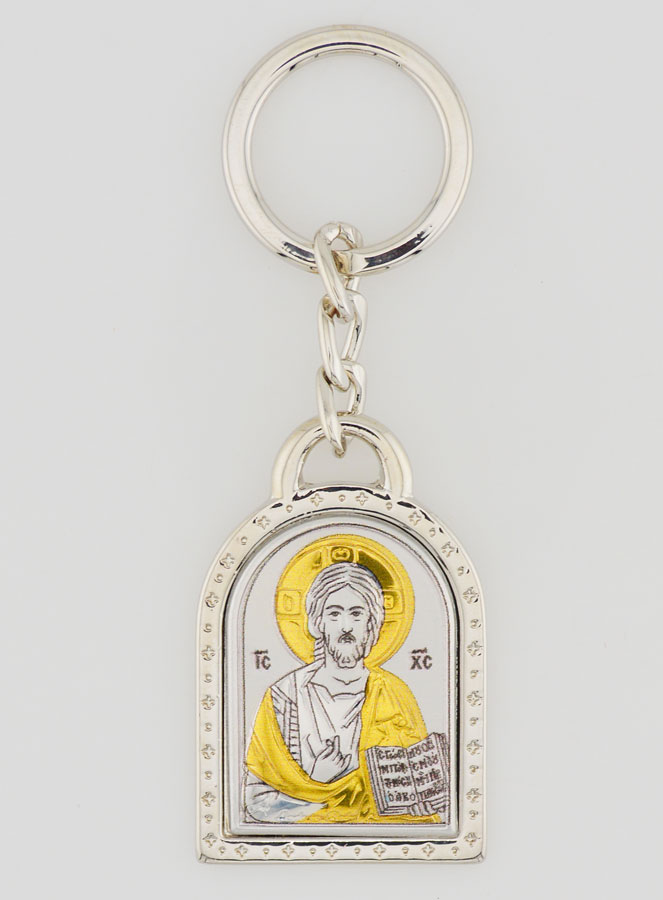 Porte-Clés du Christ Pantocrator - Argent Massif - 5 cm (pic 1)