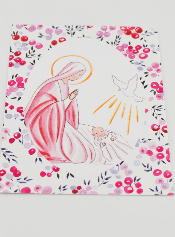 Carte de Baptême - Vierge Marie et Colombe de l'Esprit Saint (pic 2)