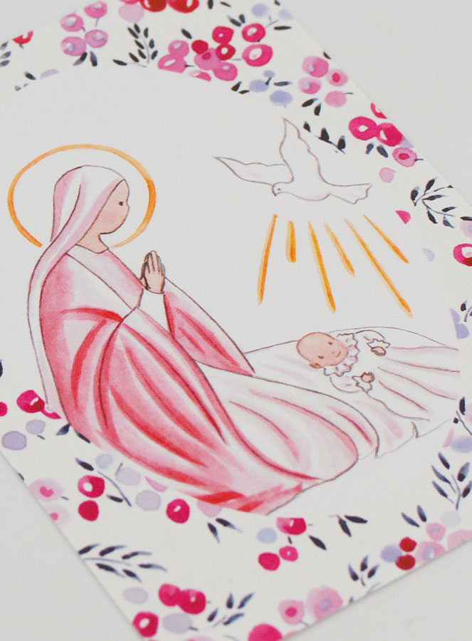 Carte de Baptême - Vierge Marie et Colombe de l'Esprit Saint (pic 3)