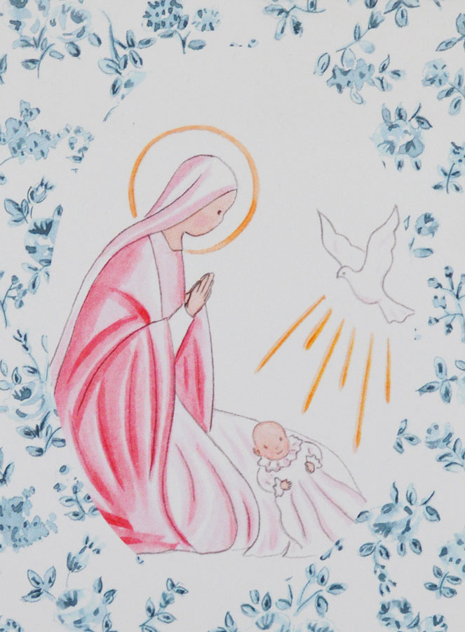 Carte de Baptême - Vierge Marie et Colombe (pic 1)