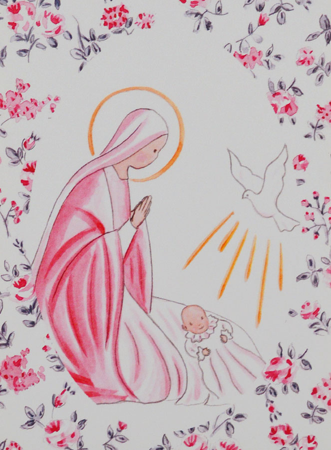 Carte de Baptême - Vierge Marie et Colombe de l'Esprit Saint (pic 1)
