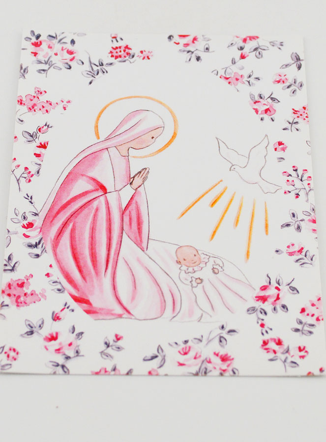 Carte de Baptême - Vierge Marie et Colombe de l'Esprit Saint (pic 2)