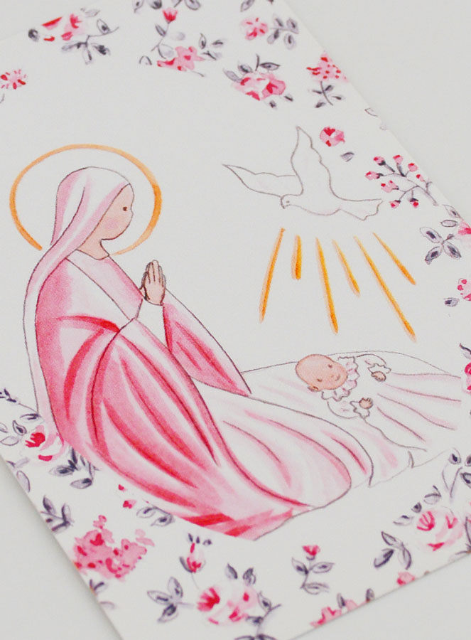 Carte de Baptême - Vierge Marie et Colombe de l'Esprit Saint (pic 3)