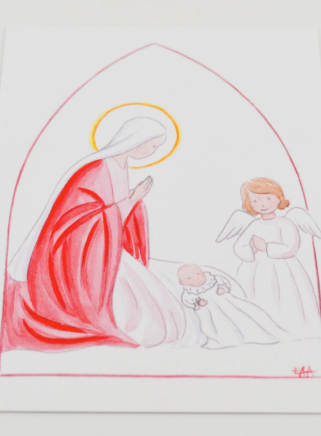 Carte de Baptême - Vierge Marie et Ange-Gardien - Blanc (pic 2)
