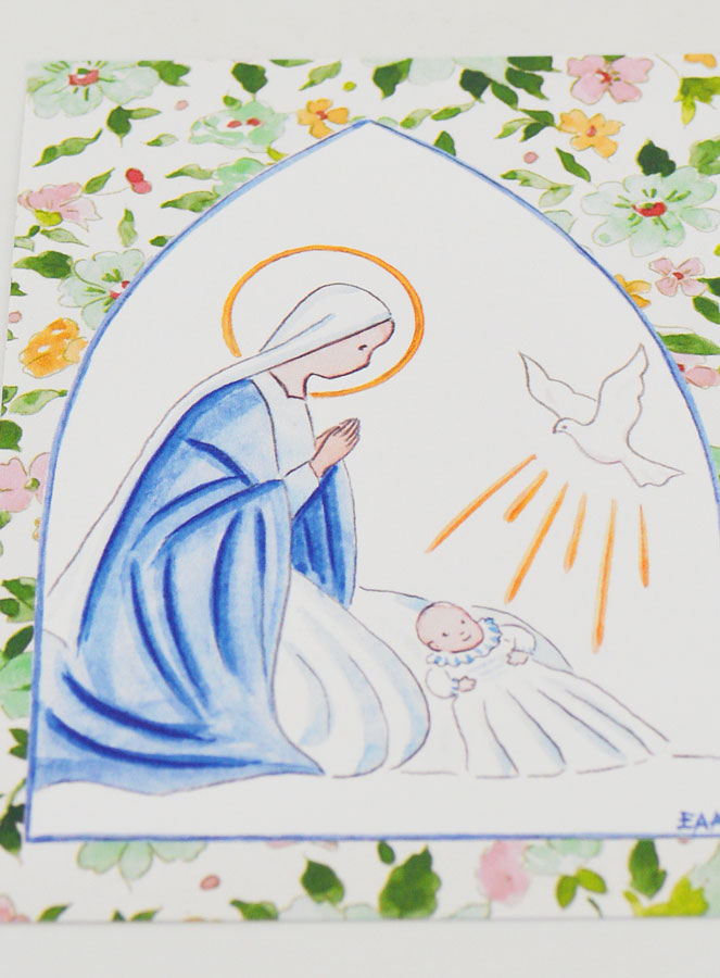 Carte de Baptême - Vierge Marie et Colombe de l'Esprit Saint (pic 2)