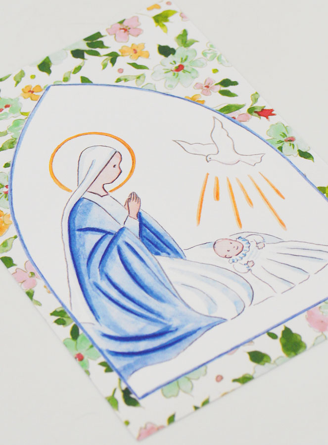 Carte de Baptême - Vierge Marie et Colombe de l'Esprit Saint (pic 3)